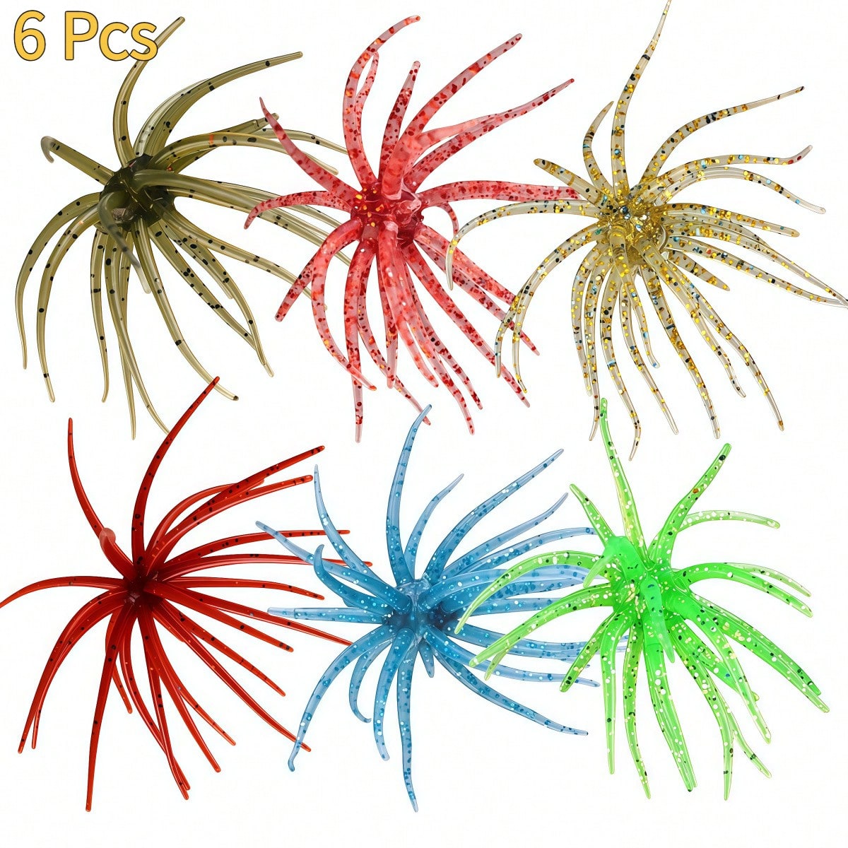 Fishing Lure Topwater - 6 Stück Weiche Seeigel-Köder, Hergestellt aus