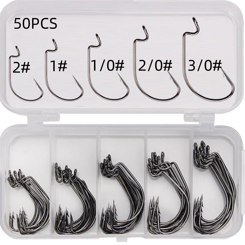 Fishing Lure Spinnerbait - 50 Stück/Box Hochkarbon-Stahl Angelhaken mit Offset